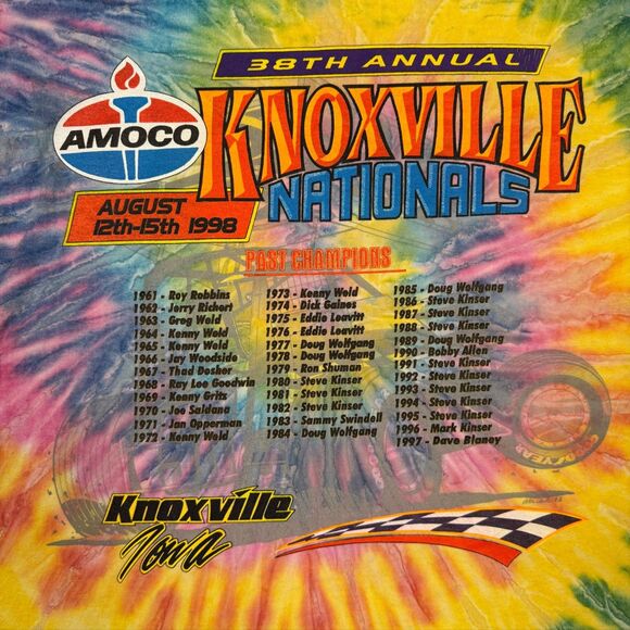 VTG 1998 Knoxville Nationals Good Year Sprint Car Racing Double Sided Tie Dye XL - Picture 4 of 8